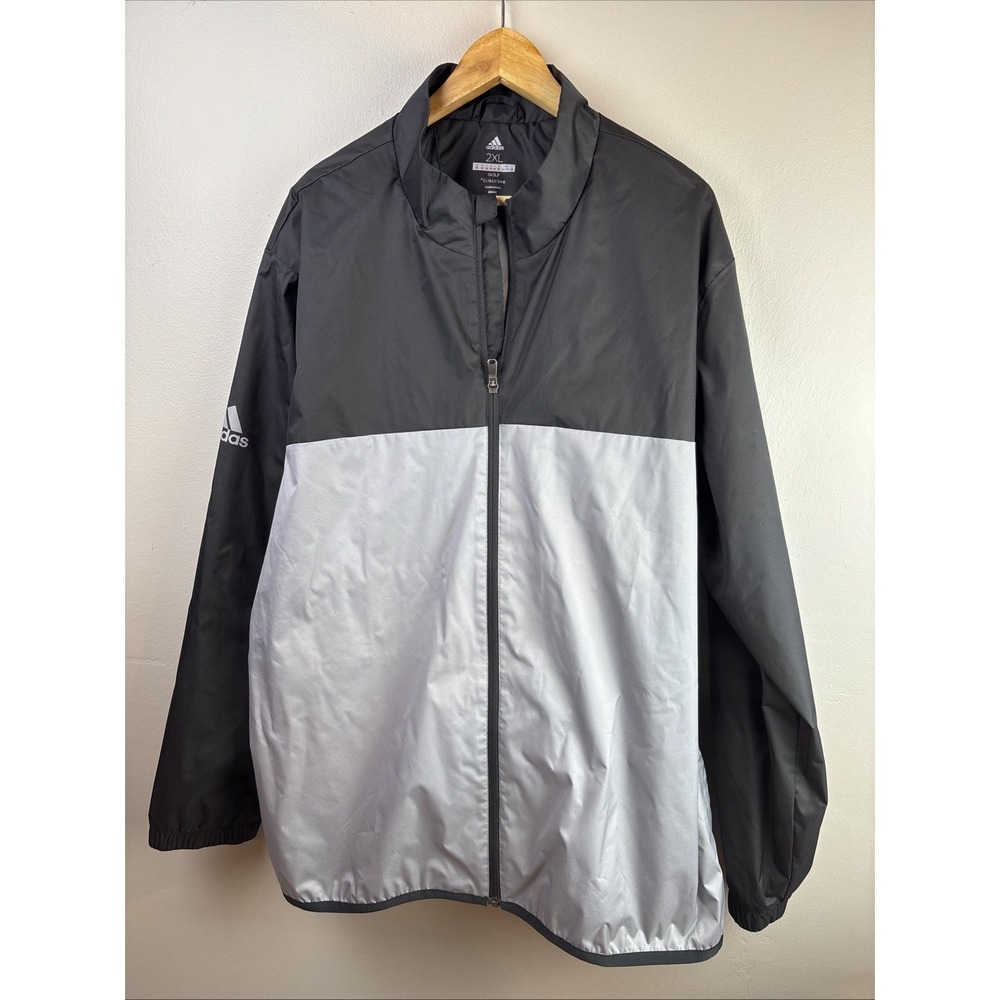 Adidas Golf Long Sleeve Jacket Size XXL Black And Gray‎ Climastorm